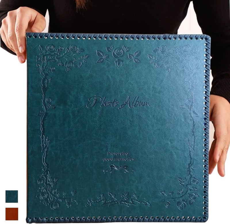 TOTOCAN Photo Album Self Adhesive Pages, 80 Pages Huge Magnetic Self-Stick Picture Album with Leather Vintage Inspired Cover, DIY Albums Holds 3X5, 4X6, 5X7, 6X8, 8X10, 10X12 Photos (Darkgreen) - Image 1